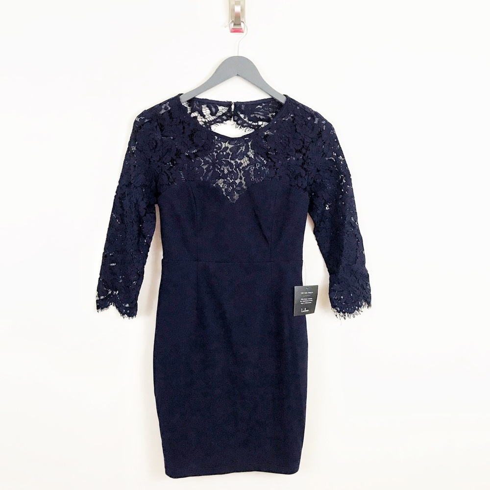 NWT LULU'S Midi Quarter Sleeve Lace Dress - Picture 4 of 7